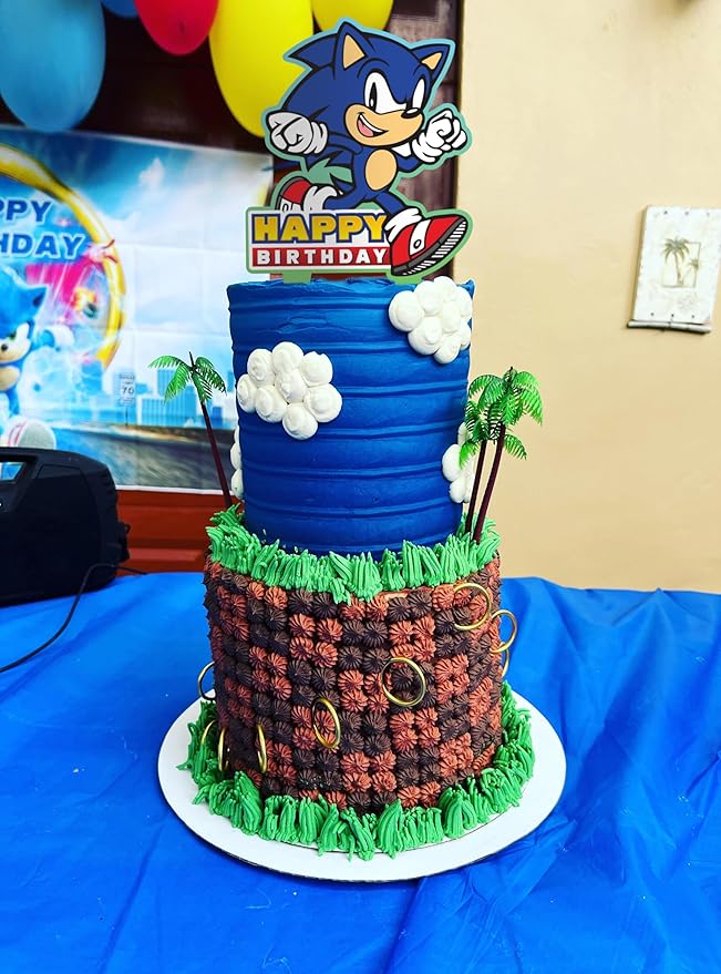 Sonic Gamer Birthday Cake Topper Party Decor