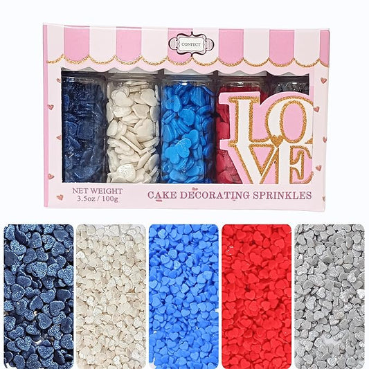 Confect Edible Sprinkles | Patriotic Mix Red, White, Blue & Silver Sprinkles For Cake & Cupcake Decorations | Vegan, Gluten-Free, Soy-Free, Dairy-Free, Palm Oil-Free- 5 Oz