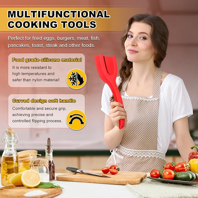 Silicone Spatula, BPA Free Kitchen Spatula, High Heat Resistant Rubber Spatulas, Ideal Kitchen Utensils for Non-Stick Pans, Sautéing, Frying, Baking, Turning and Flipping