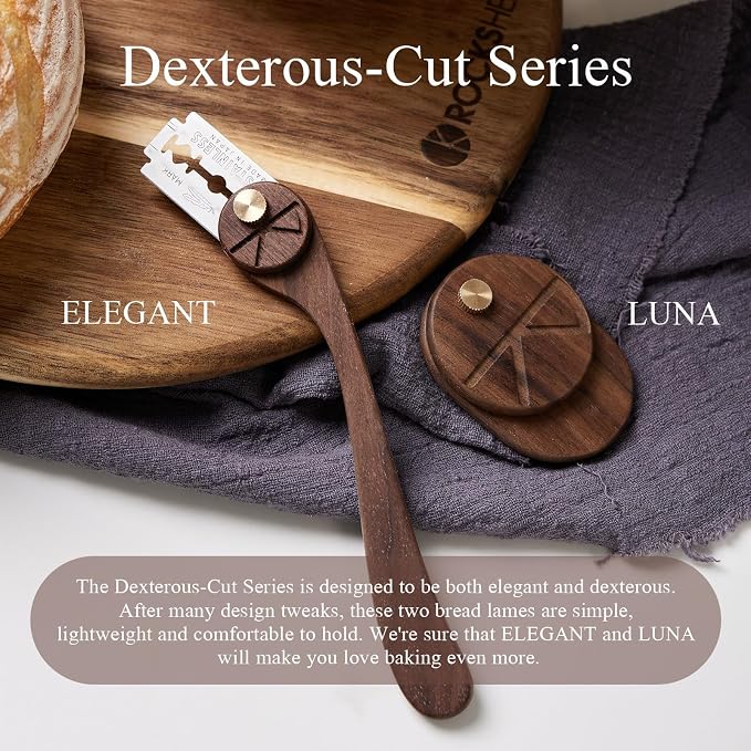 Bread Lame Dough Scoring Tool with Blade Cover, Sourdough Scoring Tool with 5 Feather Blades, Scoring Knife for Bread Baking, Dexterous-Cut Series Lame Bread Tool (ELEGANT)