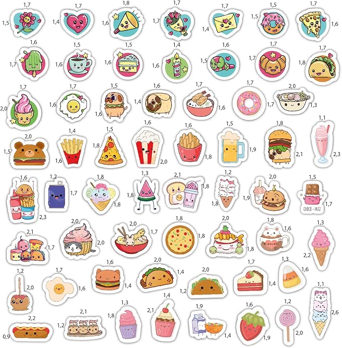 BulbaCraft Kawaii Food Stickers, Teens and Adults – Cute Food Stickers for Laptops and Water Bottles – Anime Decals - Kawaii Vinyl Decals for Journaling, Gifts for Women & Men