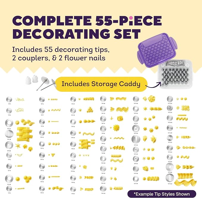 Wilton Master Cake Decorating Piping Tips Set - Decorating Supplies for Cakes & Cupcakes - Comes with Carrying Case - Includes Star, Leaf, Zigzag Tips & More - 55-Piece Set