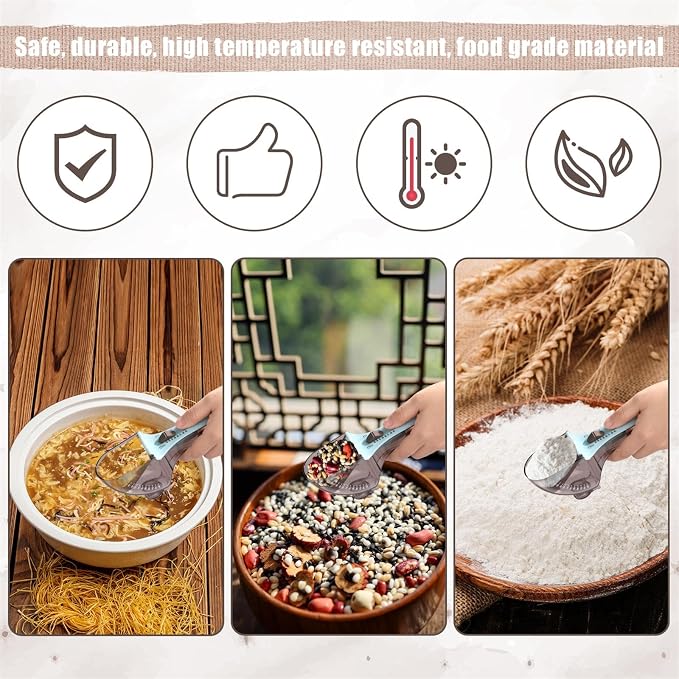 Adjustable Measuring Spoon Set, Small & Large All-in-One Measuring Spoons with Bottom Magnet Multiple-Use Measuring Cup for Kitchen Dry & Liquid Accurate Measurement