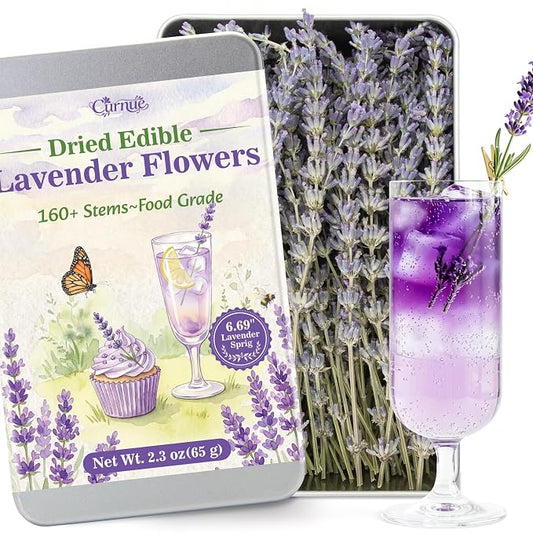 160+ Edible Lavender Sprigs for Cocktails & Dessert, 6.69'' Edible Flowers for Drinks Garnish Tea DIY Craft, Food Grade Culinary Lavender Flower Bud 2.3 oz(65 g)