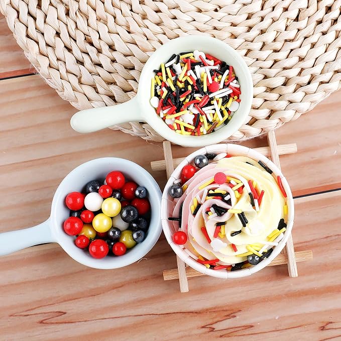 Mouse Sprinkles, Red Black Yellow White Cartoon Pearl Sprinkles Mix, 4.6oz | Classic Cartoon Color Themed Cake Decorations for Baking Topping, Ice Cream, Cookies, Cupcake Topper