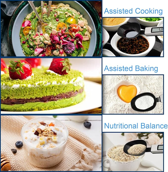 Kitchen Digital Measuring Spoon Food Scale Digital Multi-Function Small Digital Spoon Scale, Weight from 0.1 Grams to 500 Grams Support Unit g/oz/gn/ct (with 2 AAA Batteries)-LCD Display