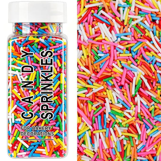 Rainbow Jimmies Sprinkles, Edible Rainbow Sprinkles for Baking Topping, Cupcakes, Cookies, Ice Cream & Cake Decorating, Birthday Party Celebration Supplies