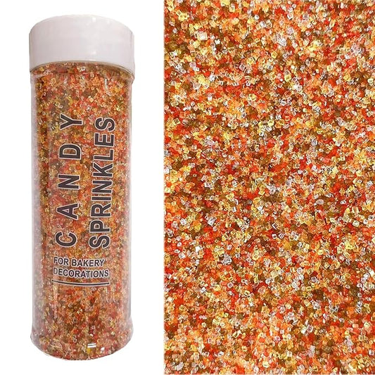 PhilaeEC Autumn Sanding Sugar Edible Orange Yellow Red White Brown Sparkling Crystals for Baking Cake Decoration Cookie Ice Cream Cupcake Toppers Fall Thankgiving Supplies 5oz