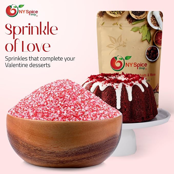 NY Spice Shop Sanding Sugar - 1 Pound Sanding Sugar Red Pink Decorative Sugars Crystals for Sweet treat - sprinkles sugars for Cupcakes Cookies Cakes Dessert Decorating