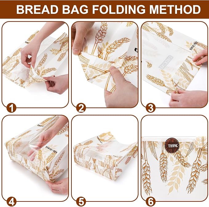 100 Pack Paper Bread Bags with Clear Window, 10 x 14 x 4 Inch Homemade Bread Loaf Bag with Stickers, Large Bakery Bags Sourdough Bread Storage Bag for Popcorn, Cookies, Snacks