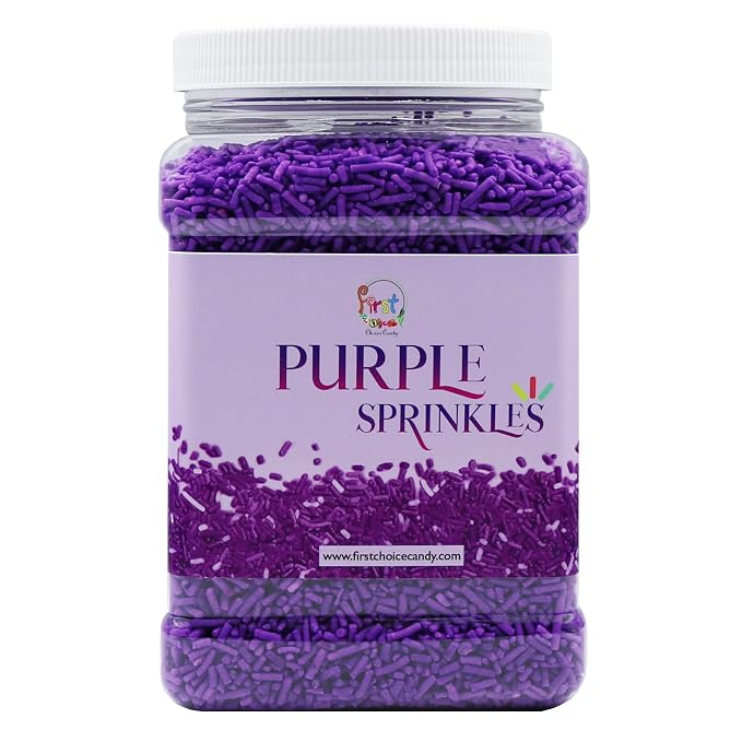 Decorating Sprinkles By FirstChoiceCandy- 2 LB - Colorful Jimmies Great For Topping for Bakery, Ice Cream, and Confectionary - Kosher Sprinkles In a Resealable Container (Purple)