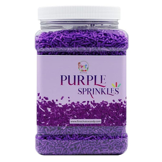 Decorating Sprinkles By FirstChoiceCandy- 2 LB - Colorful Jimmies Great For Topping for Bakery, Ice Cream, and Confectionary - Kosher Sprinkles In a Resealable Container (Purple)
