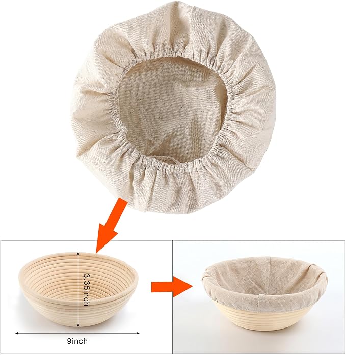 KONGDY 6 Pieces 10 Inch Round Banneton Bread Proofing Basket Cloth Liner, Natural Weave Dough Sourdough Baking Dough Basket Cloth Liner (Basket Not Included) (Round)