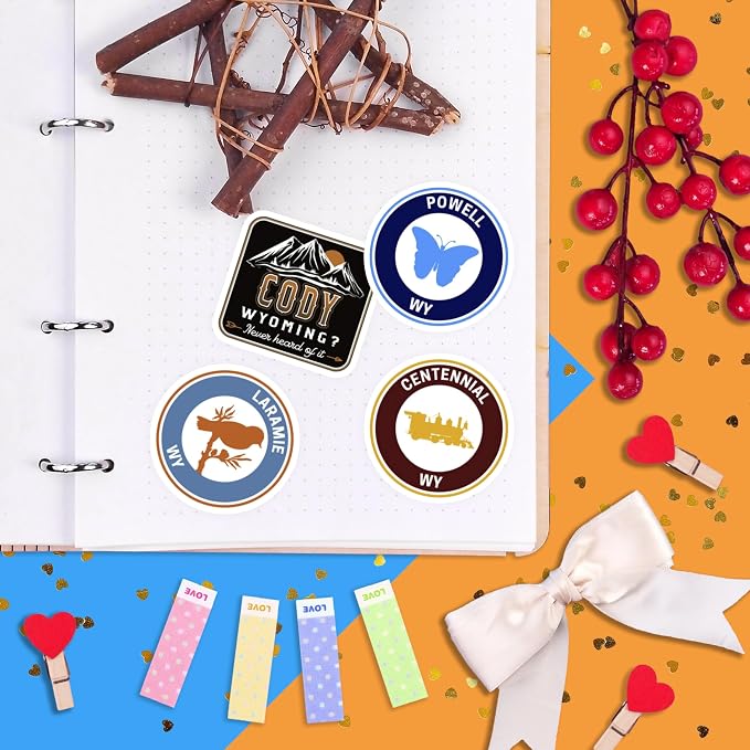 100Pcs Wyoming Sticker for Water Bottle and Laptop - State Souvenirs, Decorations & Gifts, Waterproof Vinyl Decals, Gifts for Women & Men