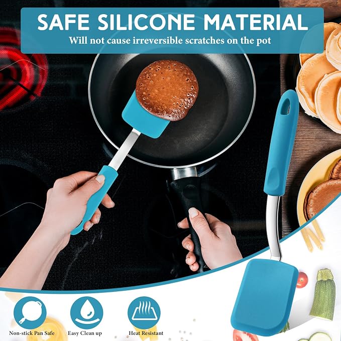 Small Silicone Spatula Flexible Silicone Cookie Spatula Heat Resistant Small Pancake Turner for Kitchen Use Nonstick Cookware No Scratch Cooking Flipper for Egg Pancake