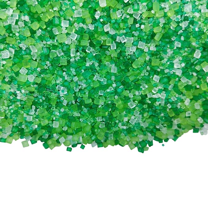 St. Patrick's Day Sprinkles Sugar Crystals for Cake Decorating, White Green Sprinkles Mix, Edible Large Crystals Sparkling Sugar for Baking, Birthday, Ice Cream, Cookies, Cake Decorations