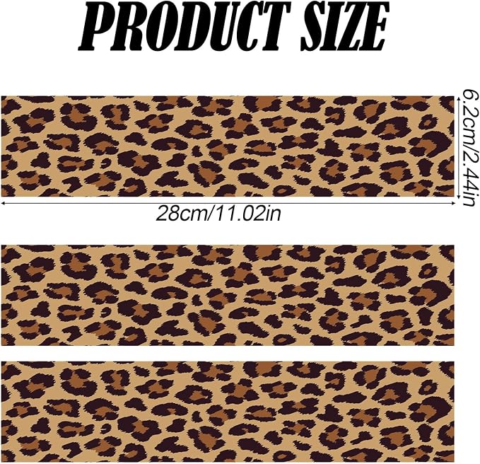 3pcs Leopard Edible Cake Paper, 2.4x11 Inches per Sheet Cheetah Print for Cakes Jaguar Image Wrap Side Toppers Decor Glutinous Rice Strips Borders for Women's Birthday Party Decoration Supplies