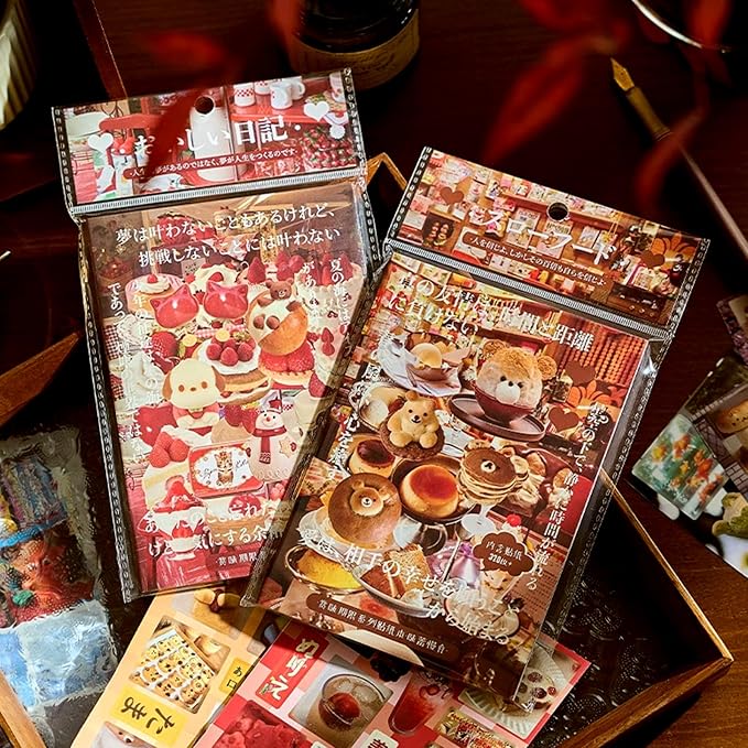 Japanese Food Style Sticker Scrapbooking Supplies for Junk Journal, 40 Sheets Stickers TZ013003
