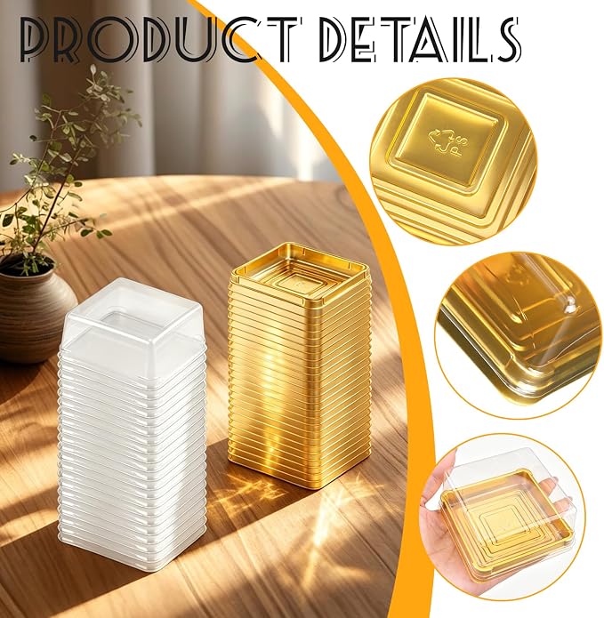 50 Set 3" Mini Cupcake Containers Dessert Holders with Lids | Cupcake Boxes Muffin Pod Dome Chocoflan Cajas Para Postres Individual Container Box for Party Wedding Birthday Gifts Supplies