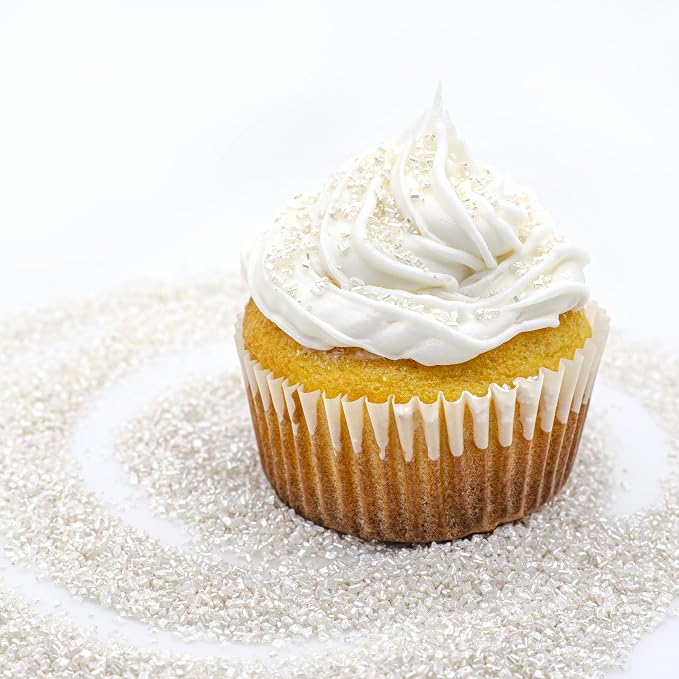 Bakerpan White Pearlized Sugar Sprinkles for Baking - 5 oz Coarse Sparkling Decorating Sugar Crystals for Baking Topping, Cookies, Cupcakes & Cake Pops | Made in USA