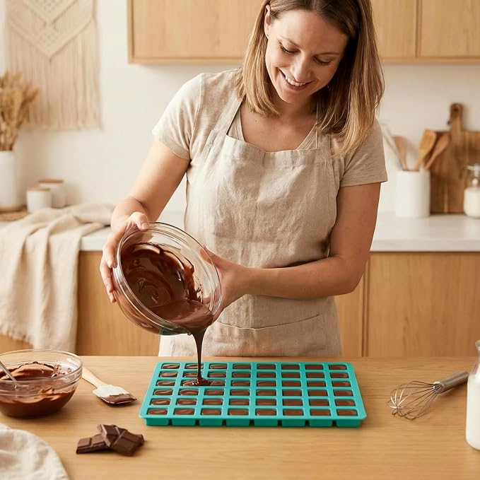 2-Pack Caramel Candy Molds - 80 Cavity Square Silicone Molds for Chocolate, Truffles, Gummy, Ganache, Jelly, Ice Cubes & Hard Candy