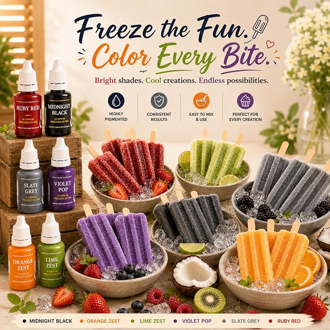 Confect Halloween Water Color Food Coloring Set – Highly Pigmented Oil Based Food Colors for Cakes, Buttercream, Drinks, Popsicles & Baking – 6 Pack × 10mL