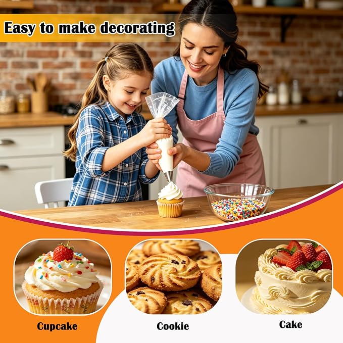 NOVANO 14pcs Large Piping Tips Set | Seamless Stainless Steel, Frosting Icing Tips, Includes Reusable Piping Bag and Coupler