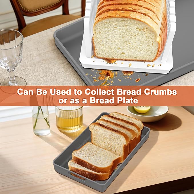 NIUXX Bread Slicer for Homemade Bread: Adjustable Width and Thickness Bread Slicer Guide with Crumb Tray, Foldable Compact Loaf Cutting Guide for Sourdough and Bagels
