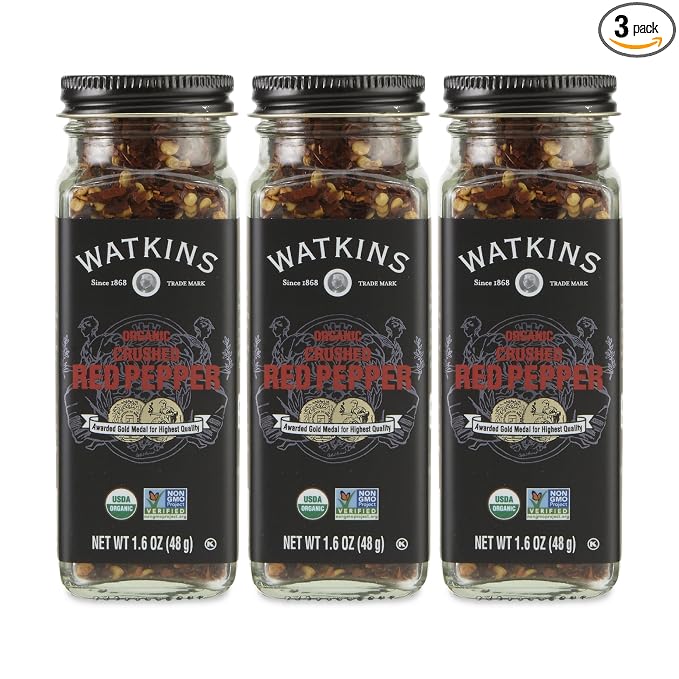 Watkins Gourmet Organic Spice Jar, Crushed Red Pepper, 1.6 Ounce Jar, 3-Pack