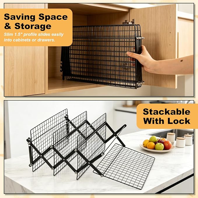 4 Tier Cooling Rack Stackable, Cooling Racks for Cooking and Baking Adjustable Stackable Roasting Cooking Drying Wire Cooling Rack for Cookies Baking