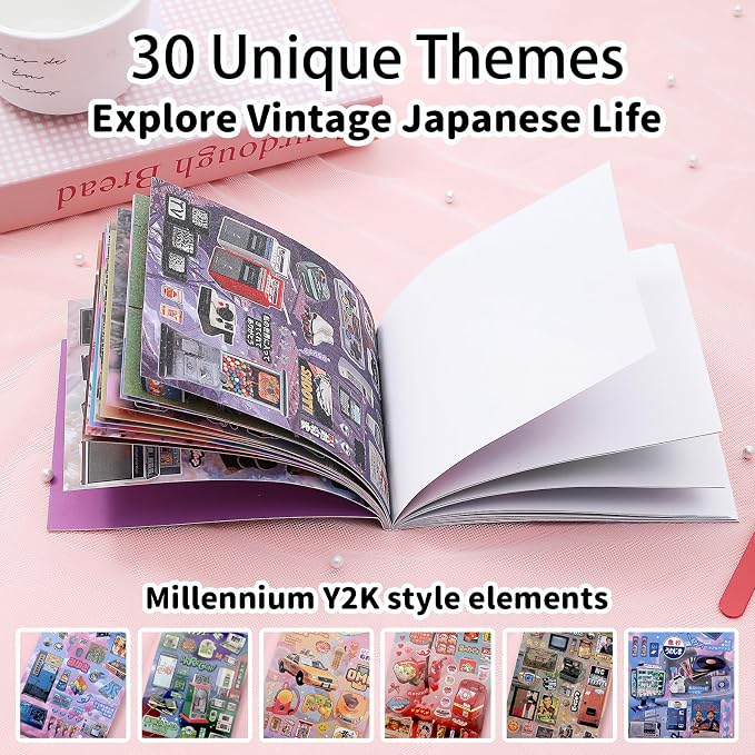 Japanese Sticker Book for Adults – 45 Sheets 800+ Pcs Aesthetic Vintage Manga Stickers for Journaling & Scrapbooking, Cute Sticker Book for Planner, DIY Crafts, Junk Journal & Gifts