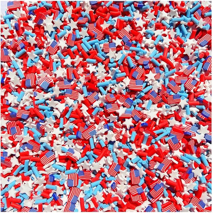 EHOPE 100G Fake Sprinkles Polymer Sprinkles Faux Sprinkles Resin Sprinkles Clay Sprinkles For Resin Fake Candy Sprinkles for Nail Art DIY Crafts Cake Phone Case (100G USA Flag Slice)