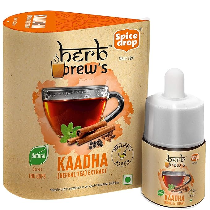 Spice Drop Herb Immune Support Combo | Holy Basil Extract, Curcumin Turmeric Tea, Herbal Kadha Extract | Use for Health & Wellness | 0.17oz | Natural & Ayurvedic | Non-GMO | Unsweetened | Pack Of 3