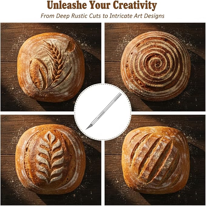 Premium Bread Lame Kit, Professional Sourdough Scoring Tool with 21 Replaceable Blades, 2 Finger Sleeves, Safety Cover Stainless Steel Dough Scoring Knife for Home Baking, Handmade Bread Making