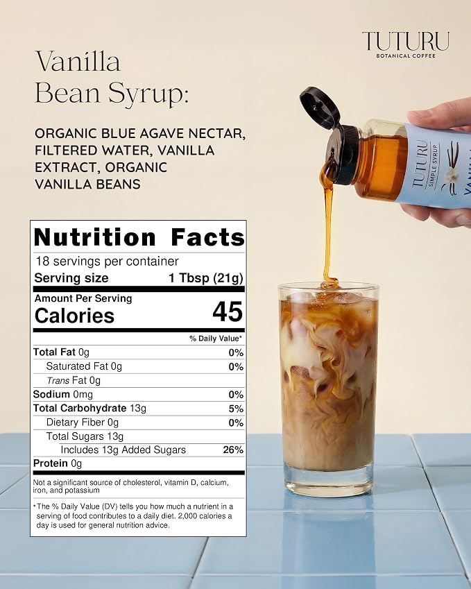 Spring Syrup Bundle - Lavender Simple Syrup and Vanilla Simple Syrup for Coffee, Cocktails, Matcha - Sweetened with real Honey and Agave Nectar - Infused with Real Spices - 13.5 oz (2 Pack)