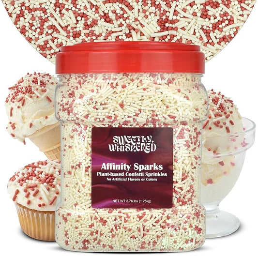 Dye-Free Red & White Bulk Sprinkles 2.76 lbs (1.25kg) - Vegan, Gluten-Free, Halal, Kosher Edible Jimmies & Nonpareils for Commercial Bakery Supplies, Professional Cake Decorating, Wholesale