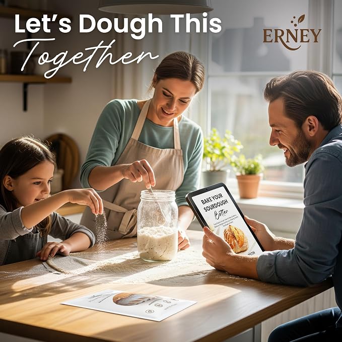 ERNEY Dehydrated Sourdough Starter for Bread Making - Perfect Rise Sourdough Bread Flour with Instruction - Versatile Homemade Pastry Flour Perfect for Artisan Loaf Pizza Muffins - 1 pack