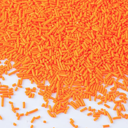 Orange Jimmies Sprinkles 7 oz - Bulk Bright Orange Sugar for Baking, Cake Decorating, Cookie, Cupcake, Ice Cream Toppings & More, Holiday Treats Halloween Thanksgiving Autumn Supplies