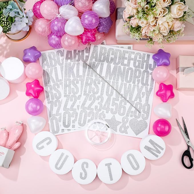 Simgoing 103 Pcs DIY Giant Friendship Bracelet Lei Kit Extra Large Beads Garland Jumbo Birthday Friendship Banner Kit Famous Singer Customizable Party Decor for Classroom(Pearlescent Color)