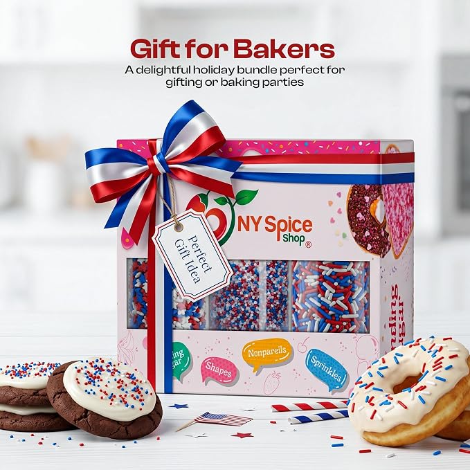 NY Spice Shop Red White & Blue Sprinkles - 3 Pack Patriotic Sprinkles (Each 4 Ounce)