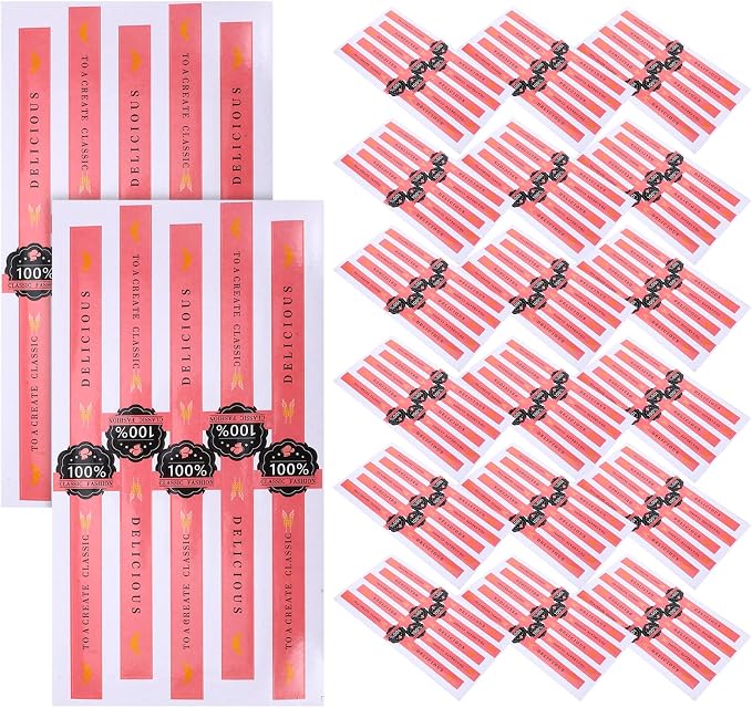 100 PCS Bakery Stickers, Cookie Stickers, 11x0.8in Tamper Evident Self-Adhesive Handmade Food Retail Package Seal for Craft Art and Other Decorative