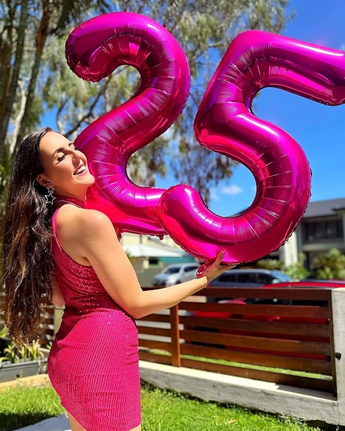 Hot Pink Number 5 Balloon 40 Inch, 5th Birthday Party Decorations for Children, Giant 5 Foil Balloon for Party Supplies