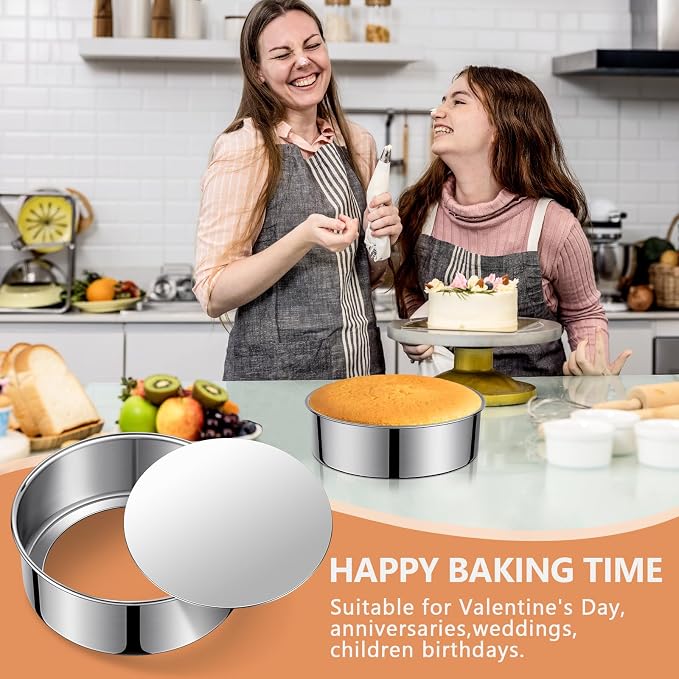 9 Inch Cake Pan, Leakproof & Nonstick, Removable Bottom & Easy Releasing Round Cake Pan, 304 Stainless Steel Cake Baking Pans, Non-Toxic & Healthy, Dishwasher Safe