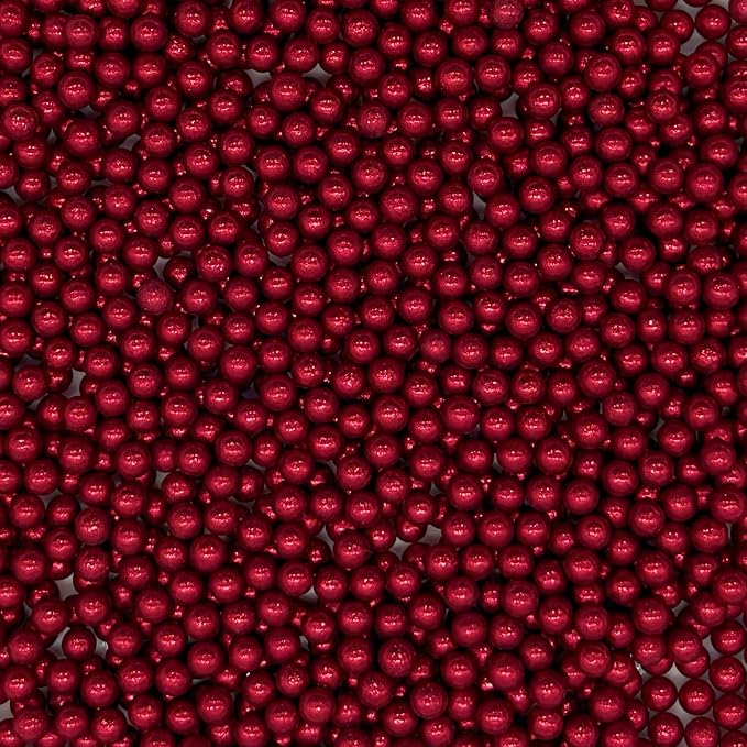Edible Silver Red Pearl Sugar Sprinkles Candy 4mm Mini Pearls Cake Decorations Cupcake Toppers Cookie Decorating Perfect for Wedding Party Valentine Halloween Christmas Supplies 3OZ