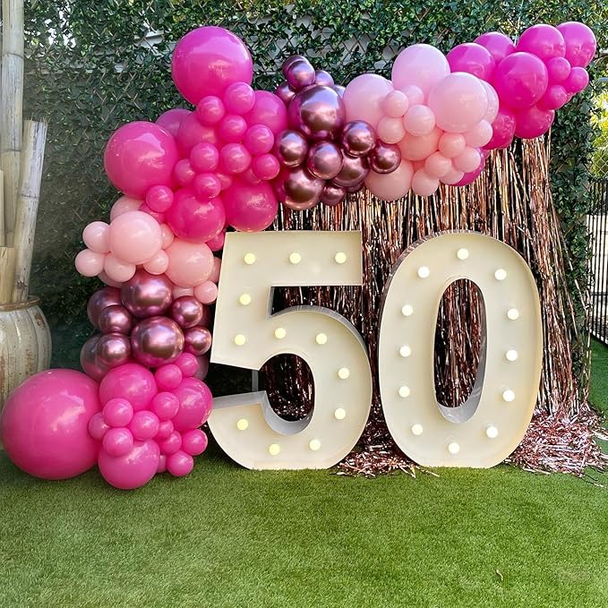 Pink Balloons Garland Arch Kit 170pcs, Hot Pink Metallic Pink Shades of Pink Valentine's Day Balloons for Birthday Wedding Princess Theme Engagements Baby Shower Party Decorations