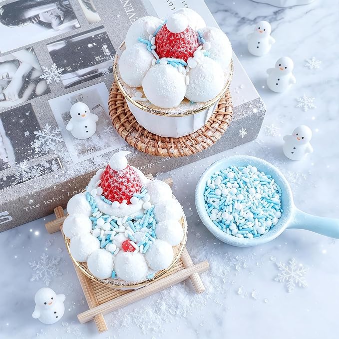 Blue Sprinkles, Blue White Winter Sprinkle with Nonpareils Jimmies Confetti | Edible Cake Decorations for Baking, Ice Cream, Cookies, Cupcakes, Baby Shower Gender Reveal Frozen Birthday Party Supplies