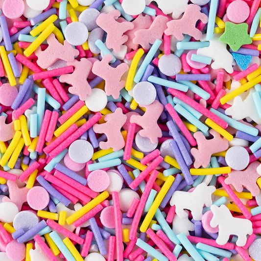 Unicorn Sprinkles for Cake Decorating 4.2 ounce Edible Pink Purple Blue Unicorn confetti Jimmies Sprinkles Mix Topper Cookie for Cupcakes Candy Cream Chocolate Birthday Princess Party