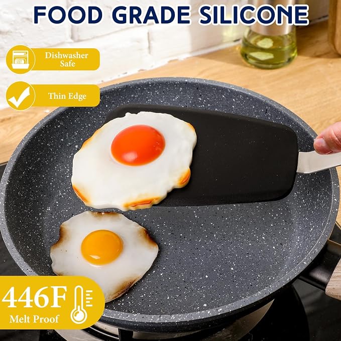 Large Silicone Spatula Flexible Silicone Cookie Spatula Heat Resistant Large Pancake Turner for Kitchen Use Nonstick Cookware No Scratch Cooking Flipper for Egg Pancake