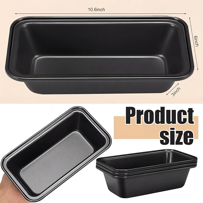 Uiifan 12 Pcs Large Loaf Pan for Baking Bread Non Stick Small Banana Bread Tins 10.6 x 6 x 3 Inches Nonstick Tiny Meatloaf Pan Carbon Steel for Oven and Baking