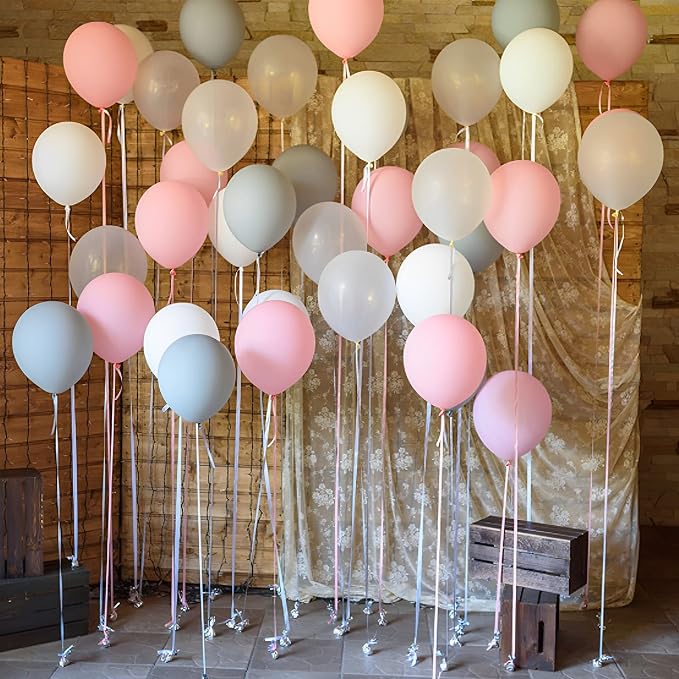 Voircoloria 105pcs Light Pink Balloons 12inch Pastel Pink Balloons for Boys Girls Birthday Baby Shower Gender Reveal Wedding Decorations